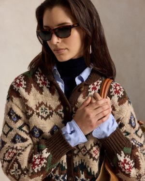 SWEATER-CARDIGAN OATMEAL/BROWN M