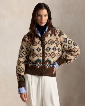 SWEATER-CARDIGAN OATMEAL/BROWN M